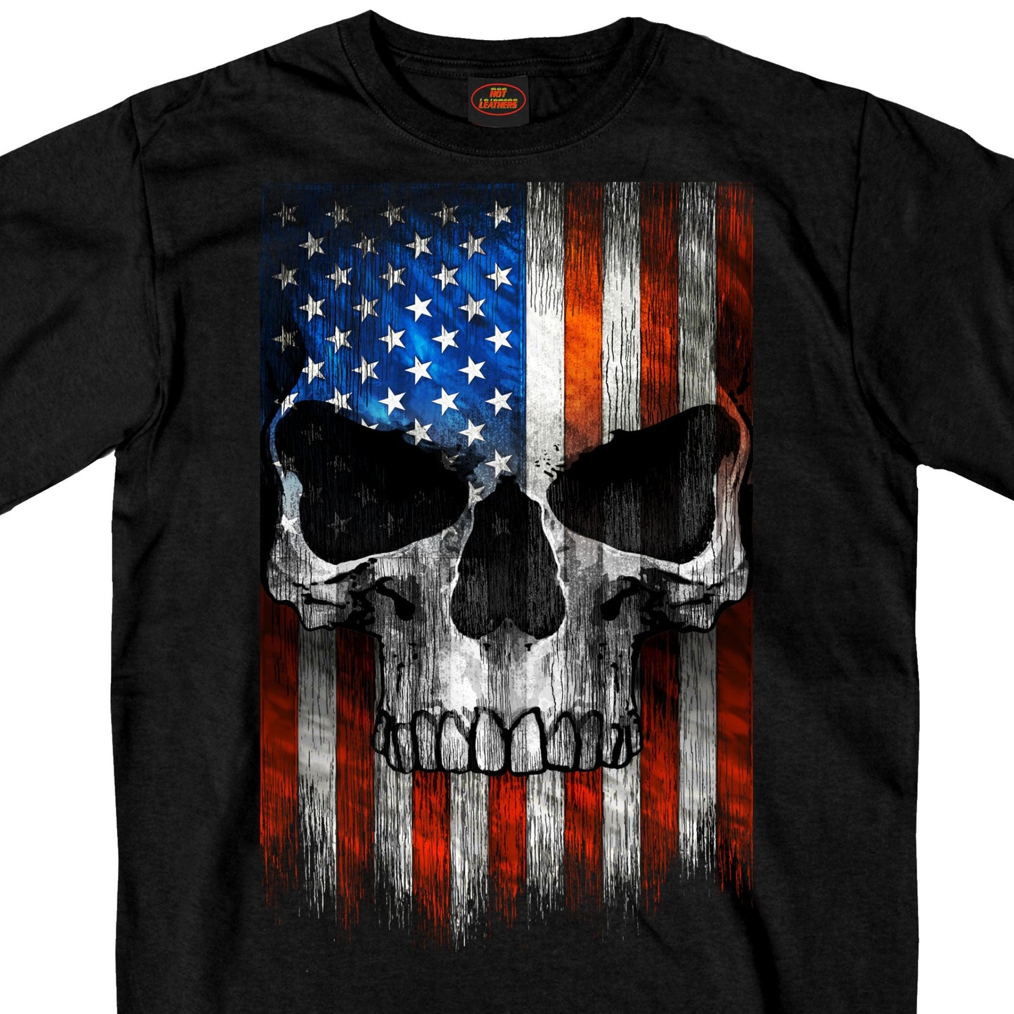 Men's Short Sleeve Patriotic Skull Black T-Shirt