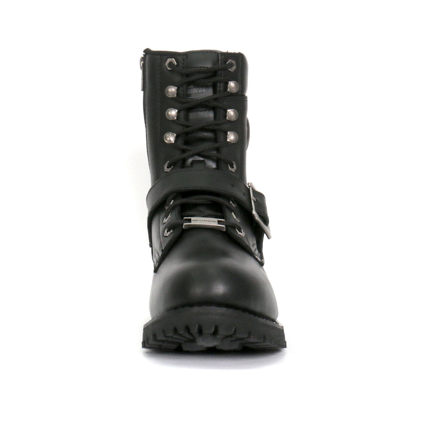 Men's Wide Width Black 8-inch Logger Leather Boots with Adjustable Buckle