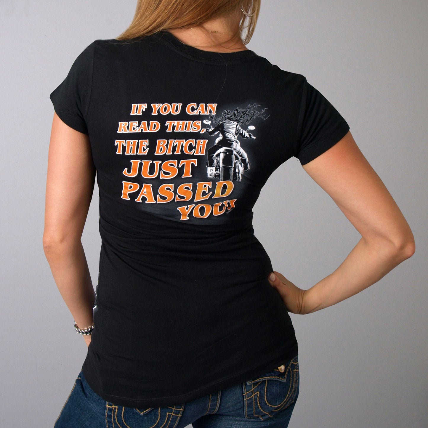 'This Bitch Just Passed You' Black Ladies Tee