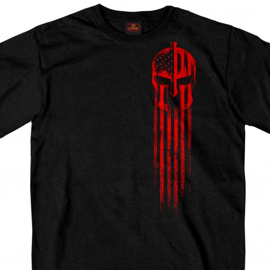 Men's Red Warrior Skull Flag Black T-Shirt