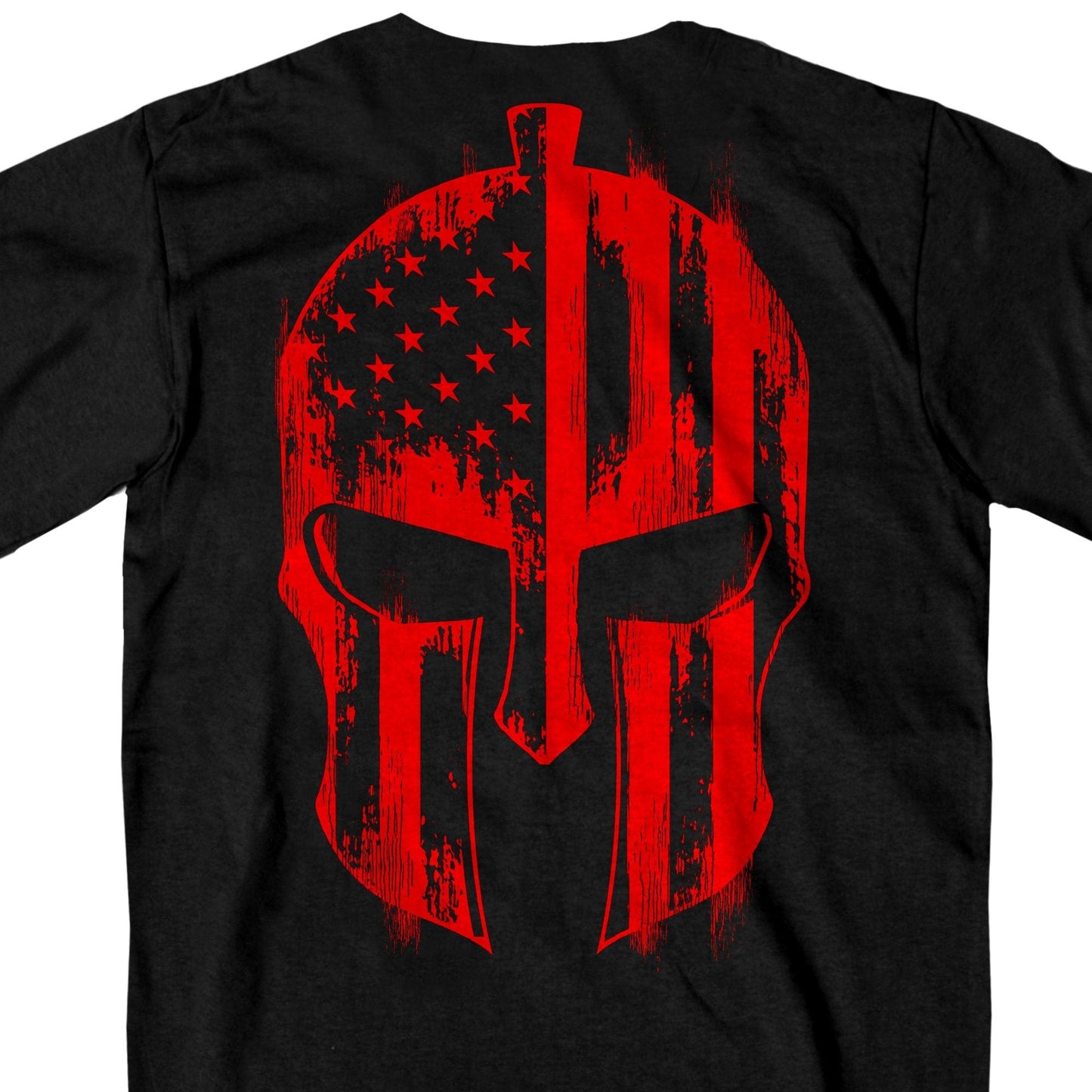 Men's Red Warrior Skull Flag Black T-Shirt