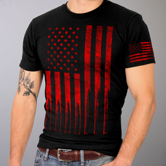 Men’s ‘American Flag Bullets’ Black T-Shirt