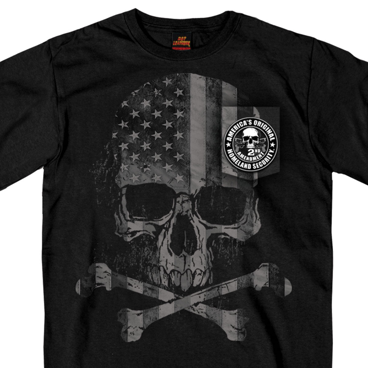Men’s ‘Patriotic Skull Pocket’ Black T-Shirt
