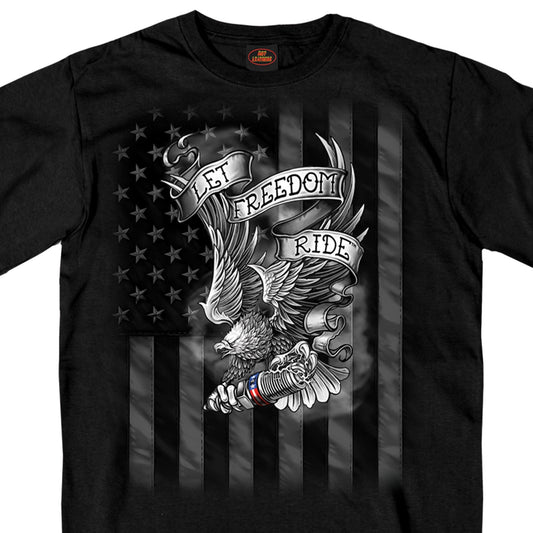 Men’s ‘Let Freedom Ride Eagle‘ Short Sleeve Black T-Shirt