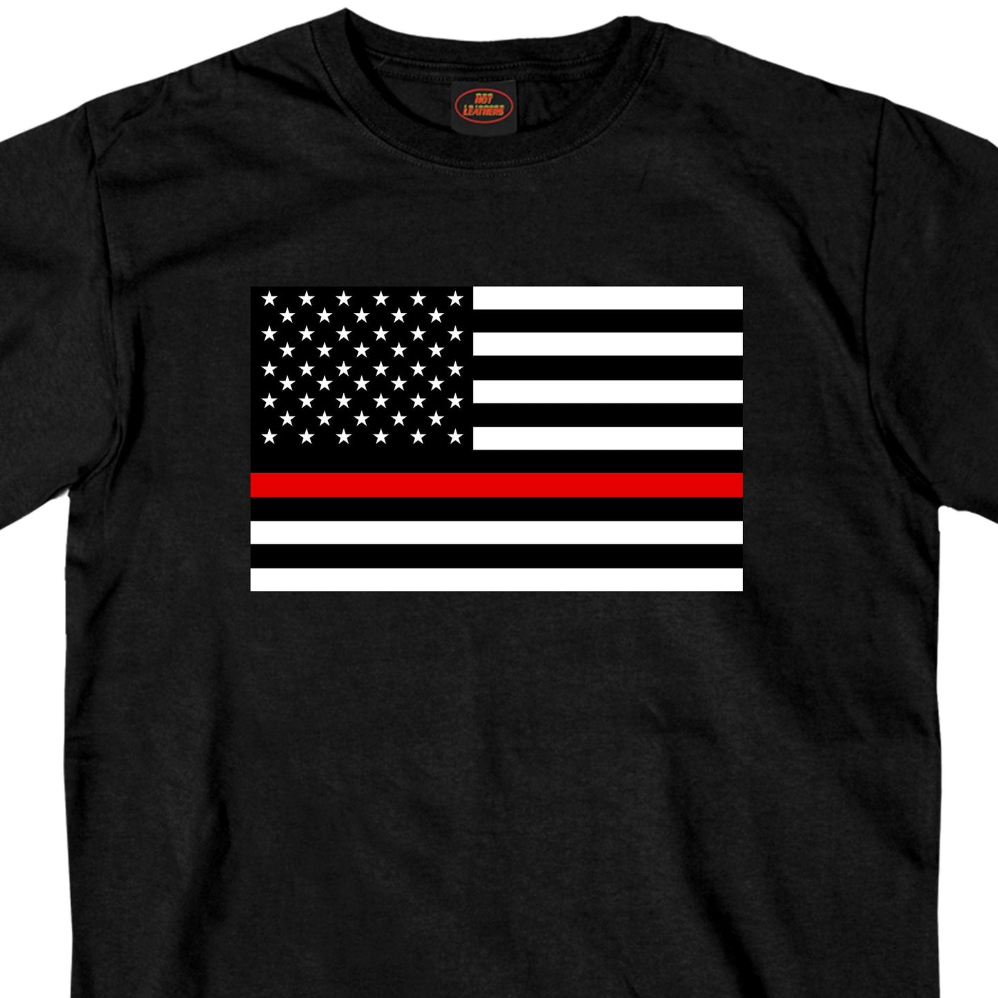 Mens Thin Red Line USA Flag Black T-Shirt