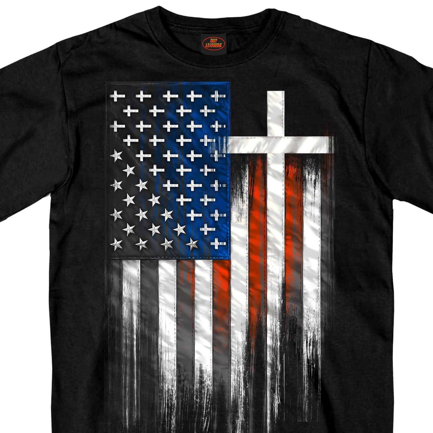 Mens American Flag Crosses Black T-Shirt