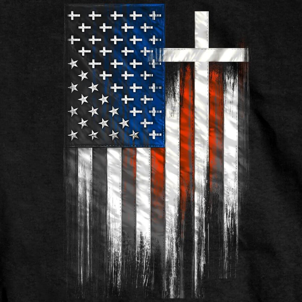 Mens American Flag Crosses Black T-Shirt