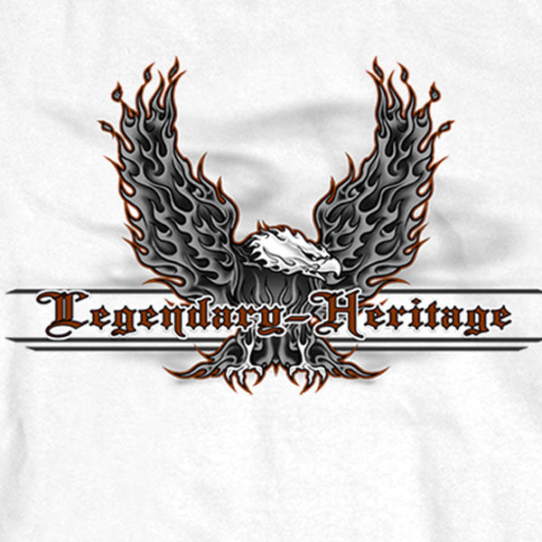 Men’s ‘Flaming Up Wings Eagle’ Long Sleeve White T-Shirt