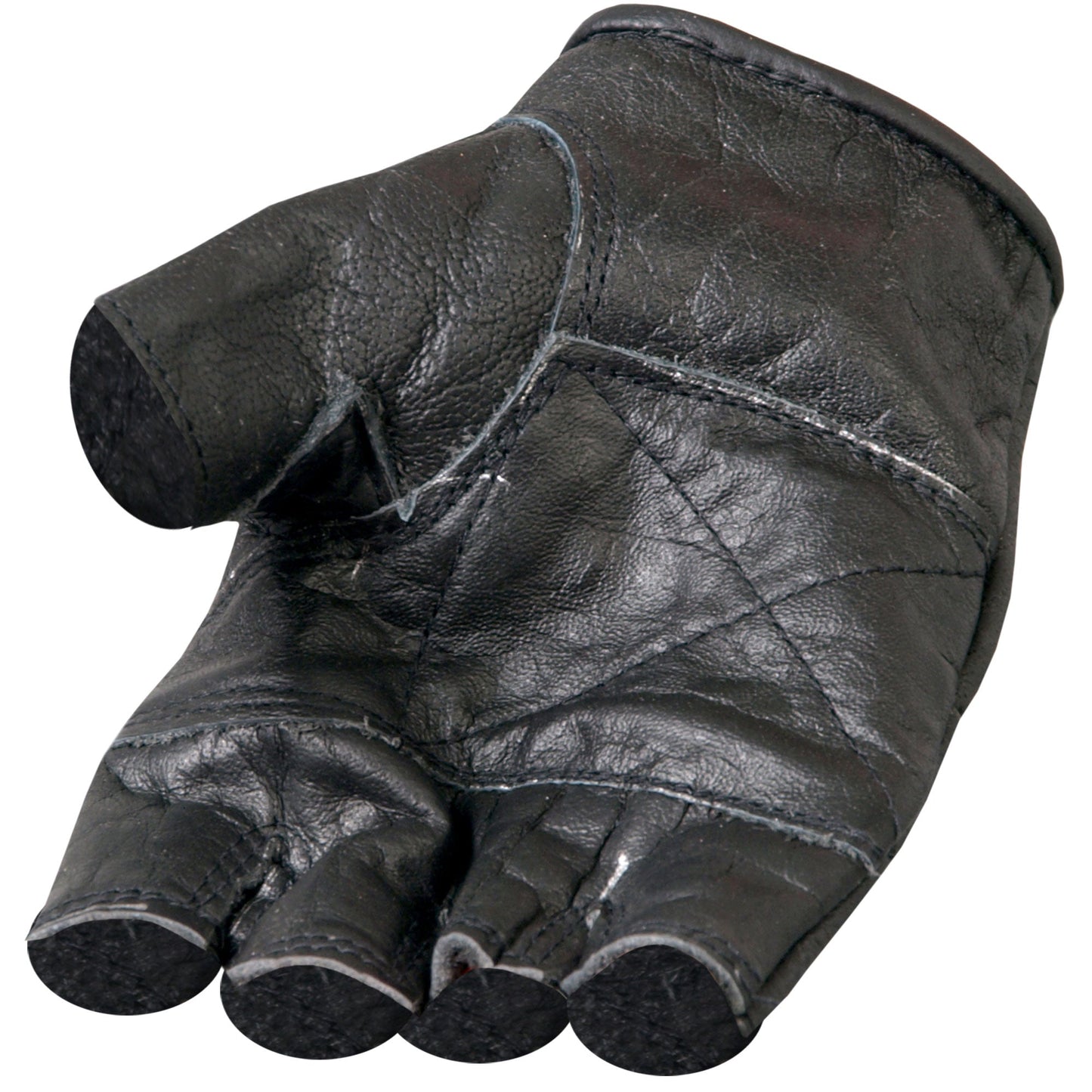 Unlined Fingerless Leather Gloves with Padded Palm